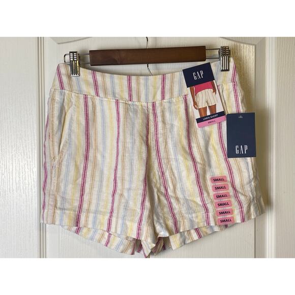 GAP Ivory Striped Linen Blend Casual Shorts Pockets Women's Size Small NWT - Picture 3 of 12